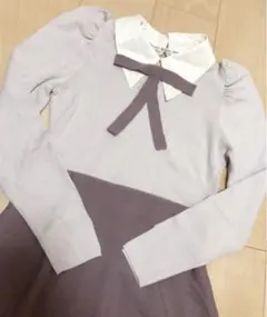 プロポーション 2Wayボウタイ襟付きナローフレアニットワンピース　オケージョン