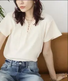 Auntie Rose Holiday サーマルレースアッププルオーバーTEEのサムネイル