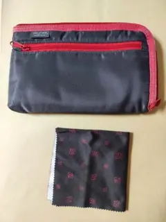 ソニー 純正 PSP 3000 本体ポーチ クリーニングクロス レッド ブラック