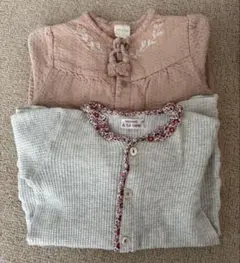 ピンクとグレーのロンパース2点セット