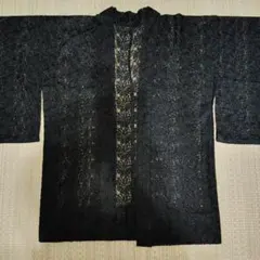 レトロ　厚手黒レースの羽織　ウール？しっかりしたレース地　リメイクにも