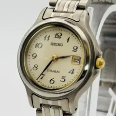 美品] SEIKO セイコー TITANIUM チタニウム デイト 稼働品 日付