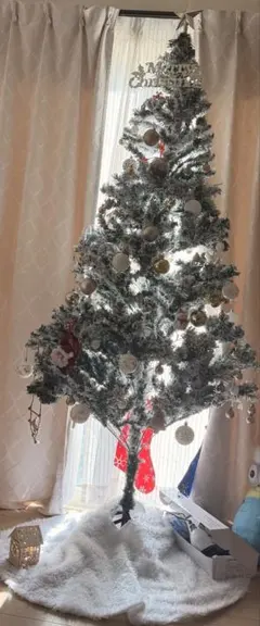 2メートルホワイトクリスマスツリーとマット