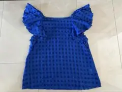 LANVIN en Bleu チェック柄フリル袖トップス 38のサムネイル