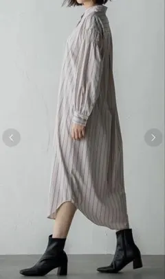 ロートレアモン　ストライプ 長袖シャツワンピース