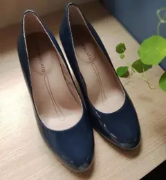 23cm shoe‘mercato ハイヒール エナメル ネイビー 紺色