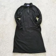 00s ストリート ハーフジップ スウェットロングワンピース 黒 グランジ