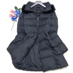 ほぼ未使用　近年モデル✨　デュベティカ　ダウンコート　Aライン　ファー　ネイビー