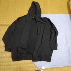 未使用、無地、CRIMINAL ブラック フード付きパーカー