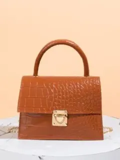 ブラウン クロコダイル風 ショルダーバッグ