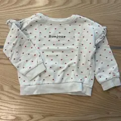 赤いハート模様のトレーナー 100cm