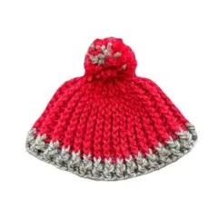 ポンポン付きベビーニット帽 ハンドメイド