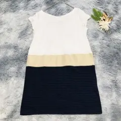 Rouge vif ルージュヴィフ (F) ひざ丈ワンピース 異素材切替 半袖のサムネイル