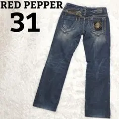 レッドペッパー ワッペン Y2K 刺繍 ヒゲ デニム 31 RED PEPPER