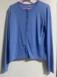 GU 青 長袖カーディガン
