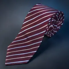 【極上の光沢】Les Mues ネクタイ ワインレッド ストライプ