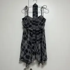 【Kastane】チェックアシメチュニック ボウタイ付き キャミワンピース