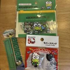 サンリオ♡けろけろけろっぴーフレークステッカー／しおり／ラバースタンド３点セット
