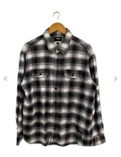 【STUSSY】【希少XLサイズ】【長袖チェックシャツ】【ブラック✖ホワイト】
