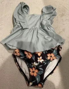 petit main フリル付きミントグリーン水着 130cm