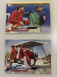 大谷翔平＆イチロー、トラウト Topps カード 2枚セット　プロ野球カード
