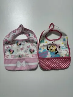 ミニーマウス お食事エプロン 2枚セット 保育園 幼稚園 美品