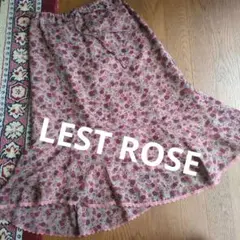LEST ROSE　花柄フレアスカート くすみピンク系 ウエストゴムのサムネイル