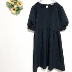 a3637 COLZA コルザ　ミニワンピース　チュニック　半袖　ブラック　M