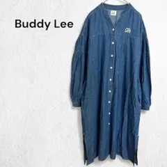 バディリー デニムワンピース マタニティ ロング丈 袖ゴム ポケット 綿100％