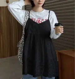 【試着のみ】SHEIN FRIFULキャミソールチュニック/レース/刺繍