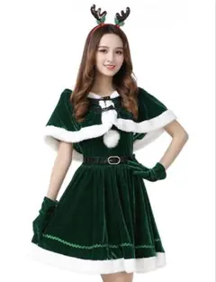 サンタコスプレ衣装 緑色 ベルベット