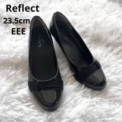 極美品リフレクト フォーマル セレモニーパンプス 23.5 EEE 黒 エナメル