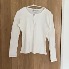 90sヴィンテージ US BOYS ヘンリーネック ハーフジップ ワッフル