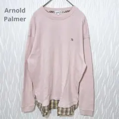 Arnold Palmer ワッフル 裾チェック レイヤード 長袖カットソー Lのサムネイル
