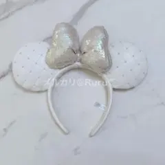 ディズニー キルティングパールカチューシャ ホワイト ミニーマウス