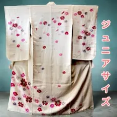 ジュニア振袖 正絹 手描き友禅 新品 お仕立て上がり 花文様 白地 