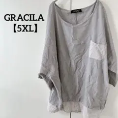 GRACILA 【5XL】グレー Tシャツ 半袖 大きいサイズ プラスサイズ