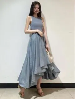 snidel ニットドッキングシアーワンピース BLU