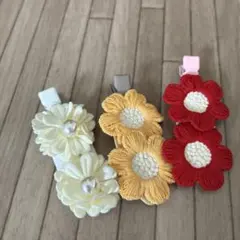 ハンドメイド　花モチーフ ヘアクリップ 3個セット