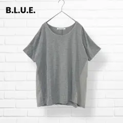 B.L.U.E. Tシャツ【Ｍ】グレー 切り替えデザイン コットン100%のサムネイル
