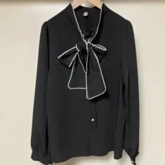 Royal Princess 黒 リボン付き長袖ブラウス