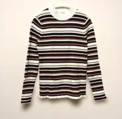 COLZA コルザ マルチボーダー リブニット 長袖 カットソー M