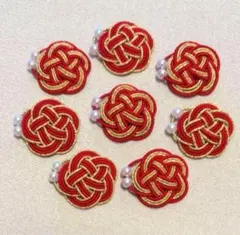 【水引】梅結び 4本取り　赤×ゴールド☆