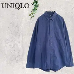 1949 ユニクロ　ダウンボタンシャツ　ドット柄　ユニセックス　コットン　長袖