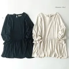 SamansaMos2新品タグ付き ペプラムギャザーカットソー ブラック