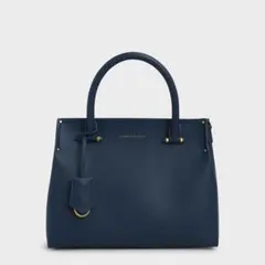 【チャールズアンドキース】ダブルハンドル トートバッグ （DarkBlue）