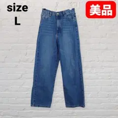 ウエストゴム デニムパンツ レディース 綿100％ ワイド Lサイズ