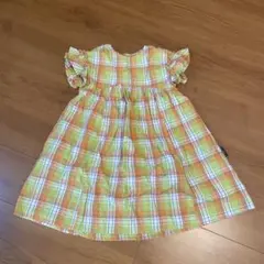 BREEZE 120cm フリル袖 チェック柄ワンピース