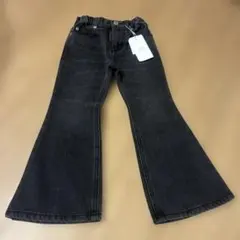 LOWRYS FARM キッズ フレアデニムパンツ ブラックのサムネイル