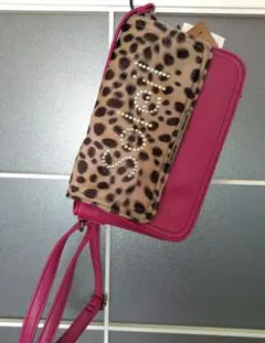 レオパード ヒョウ柄 Emporium ピンク ショルダーバッグ バイカラー